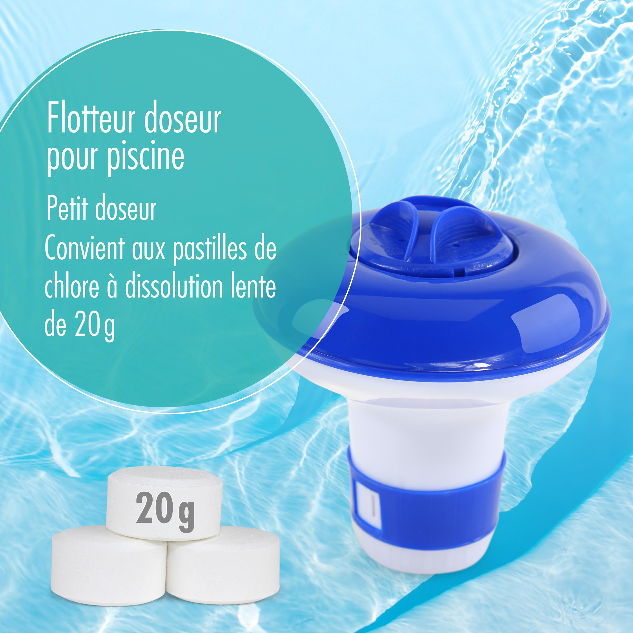 Höfer Chemie Distributeur de Piscine Télescope Petit pour Tablettes 20 g | Multitabs - Traitement Complet Tout-en-Un - Désinfecte, Clarifie et Prévient - Dissolution Lente Régulière