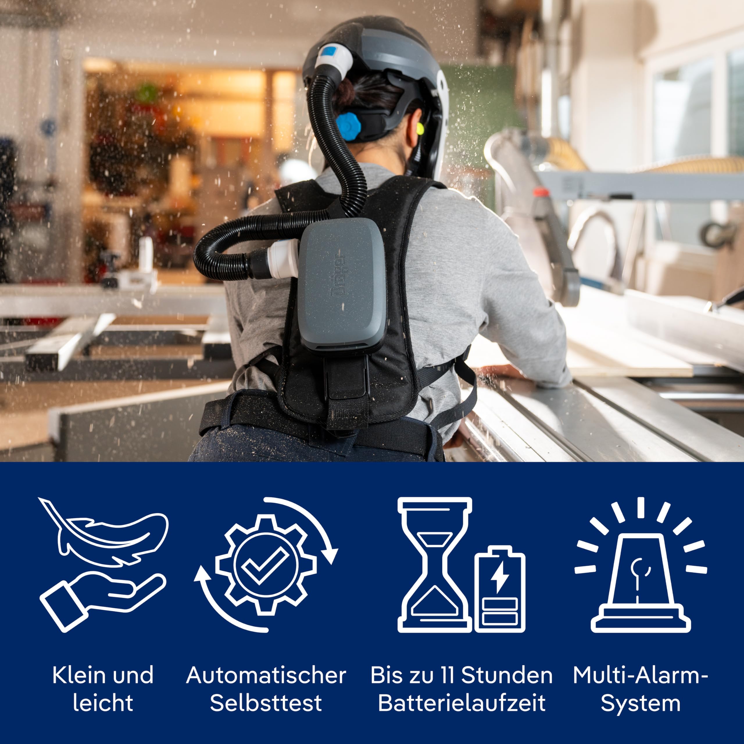 Dräger X-plore 8300 PAPR-Set mit Gebläseeinheit | Atemschutzset mit P3 Filter - ventiliertes Atemschutzsystem für Handwerker - Baustelle