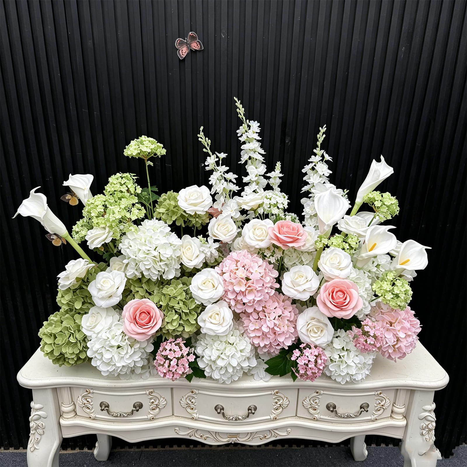 Blush White Artificial Flower Arrangement, Wedding Centerpiece Home Decor (Floor flower,100cm)
