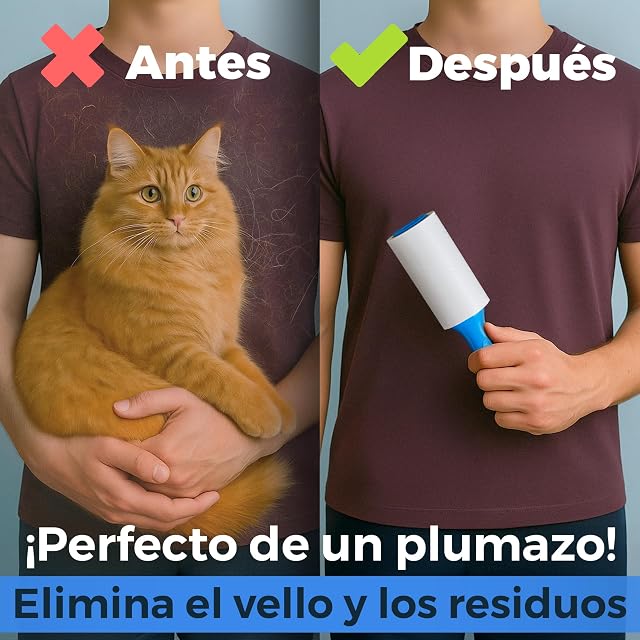 Foto 2 de 7 de PetLovers Rodillos quitapelusas para Pelo de Mascotas con Adhesivo Extra 420 Hojas - Quitapelusas para Ropa