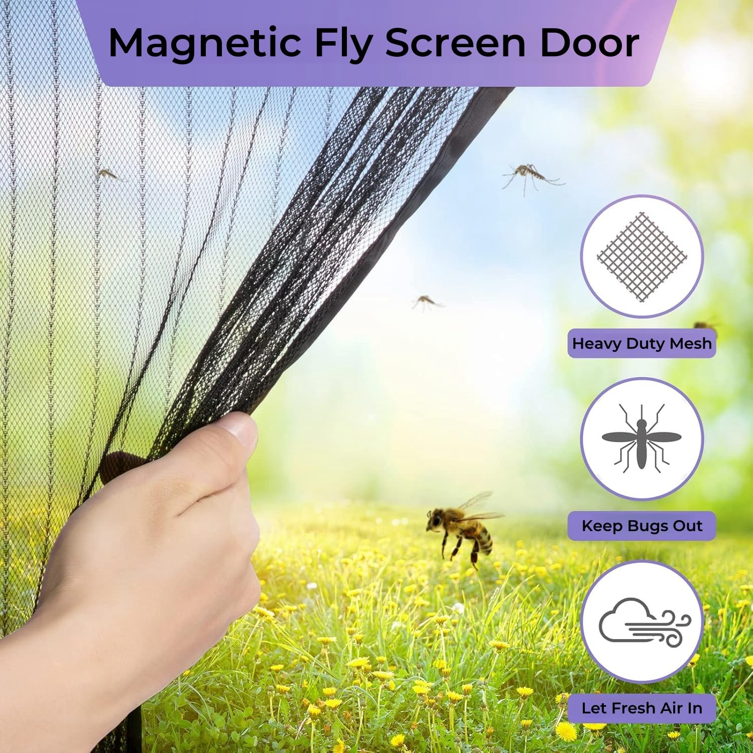 Magnet-Fliegengitter Für Balkontür, 155 X 180 Cm – Selbstschließend, Ohne Bohren, Weiß