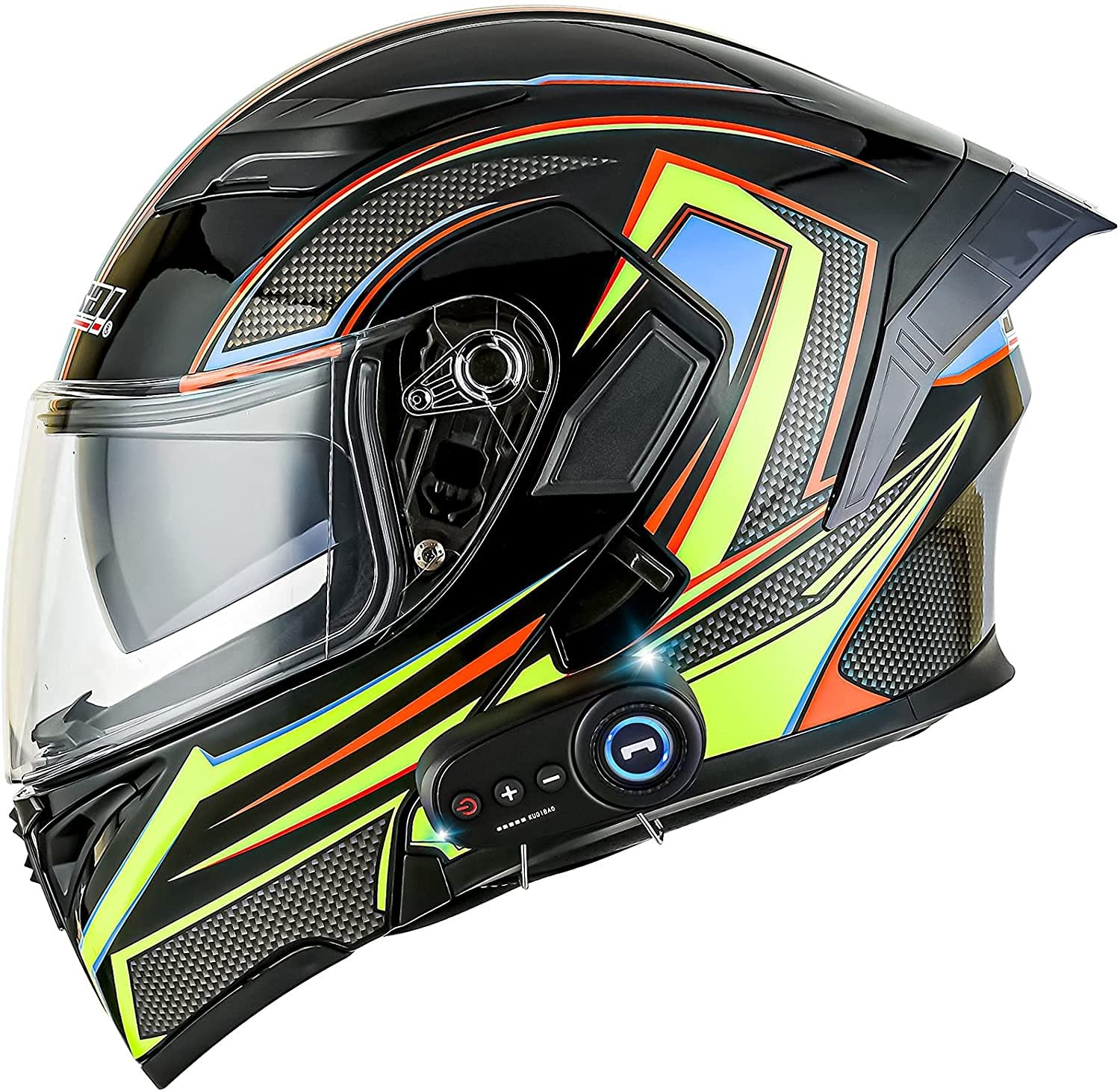 Casques de moto Bluetooth modulaires avec double visière et micro automatique en taille M