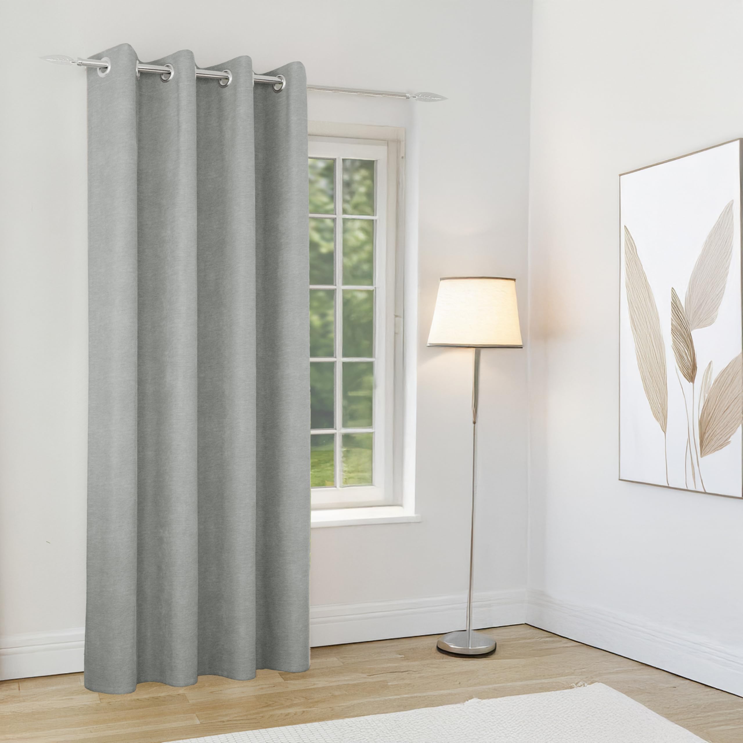 Enhanced Living  Grey Knightsbridge Chenille Single Door Curtain in Size 46x54 Inch, Sports Direct