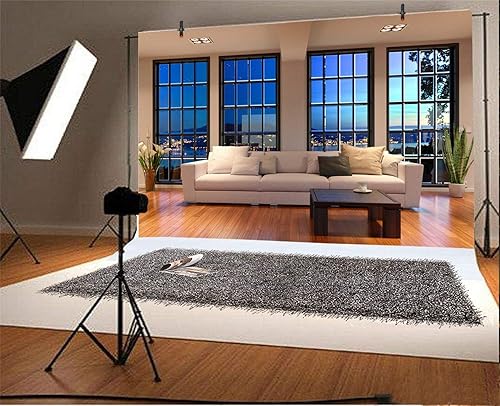 Miniatura 3 de AOFOTO Fondo de ventana francesa de oficina de negocios de 10 x 7 pies, para sala de estar, sofá, fotografía, fondo interior, trabajo en casa,