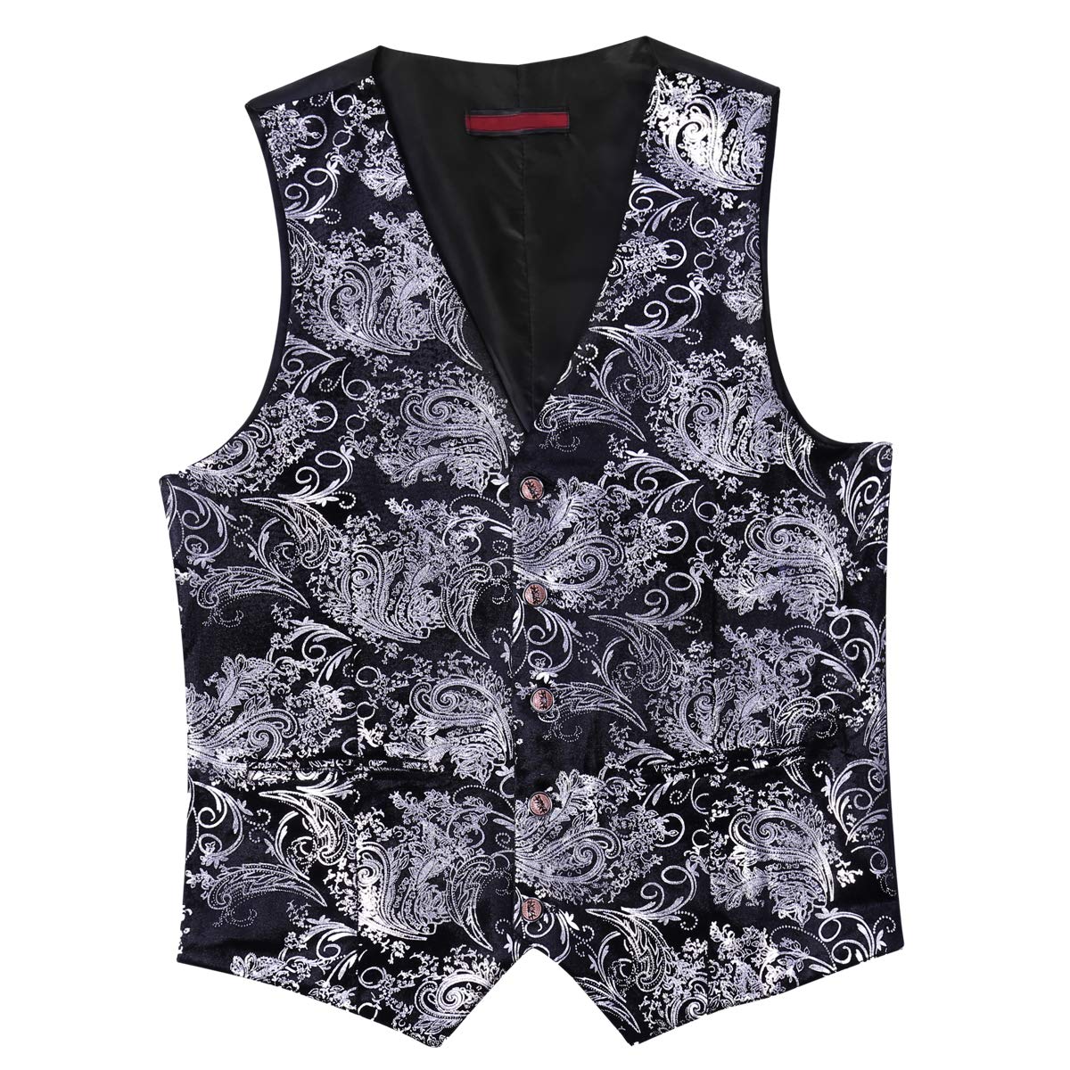 Allthemen Chaleco de traje de paisley para hombre Chaleco de un solo pecho Vestido Slim Fit Botón abajo Formal