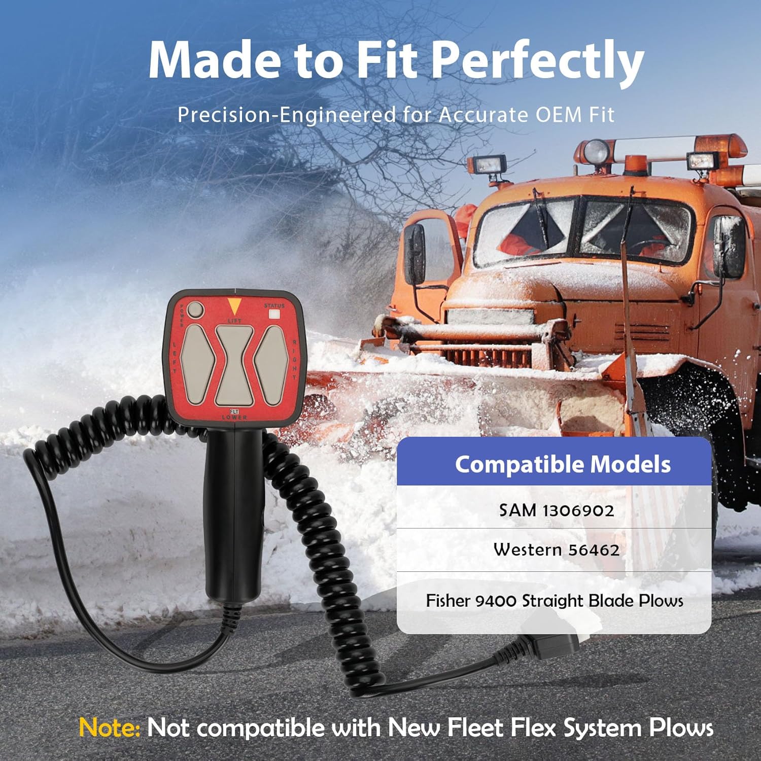 Handheld Snowplow Controller Compatible with Western 56462 Fisher 9400 SAM 1306902 Straight Blade 6 Pin Plug Replacement Switch for Snowplow Trucks Driveway Snow Removal Winter Clearing