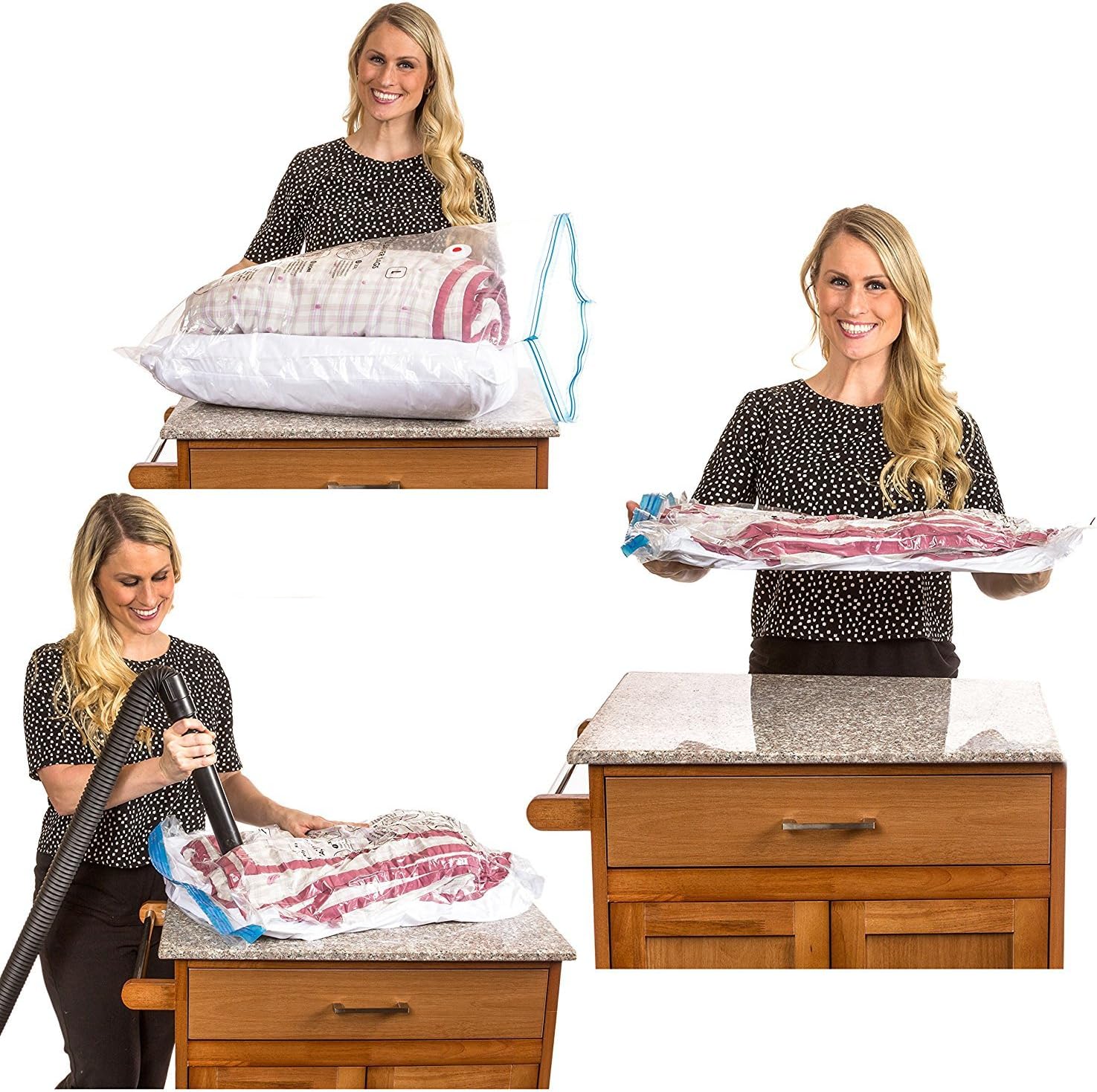 Space Saver Bags - Value pack of Vacuum Storage bags, Travel Roll Up Bags and FREE pump - Compress Blankets, Pillows, Clothes up to 80% (5 Medium, 4 Large, 2 XL, 4 Travel