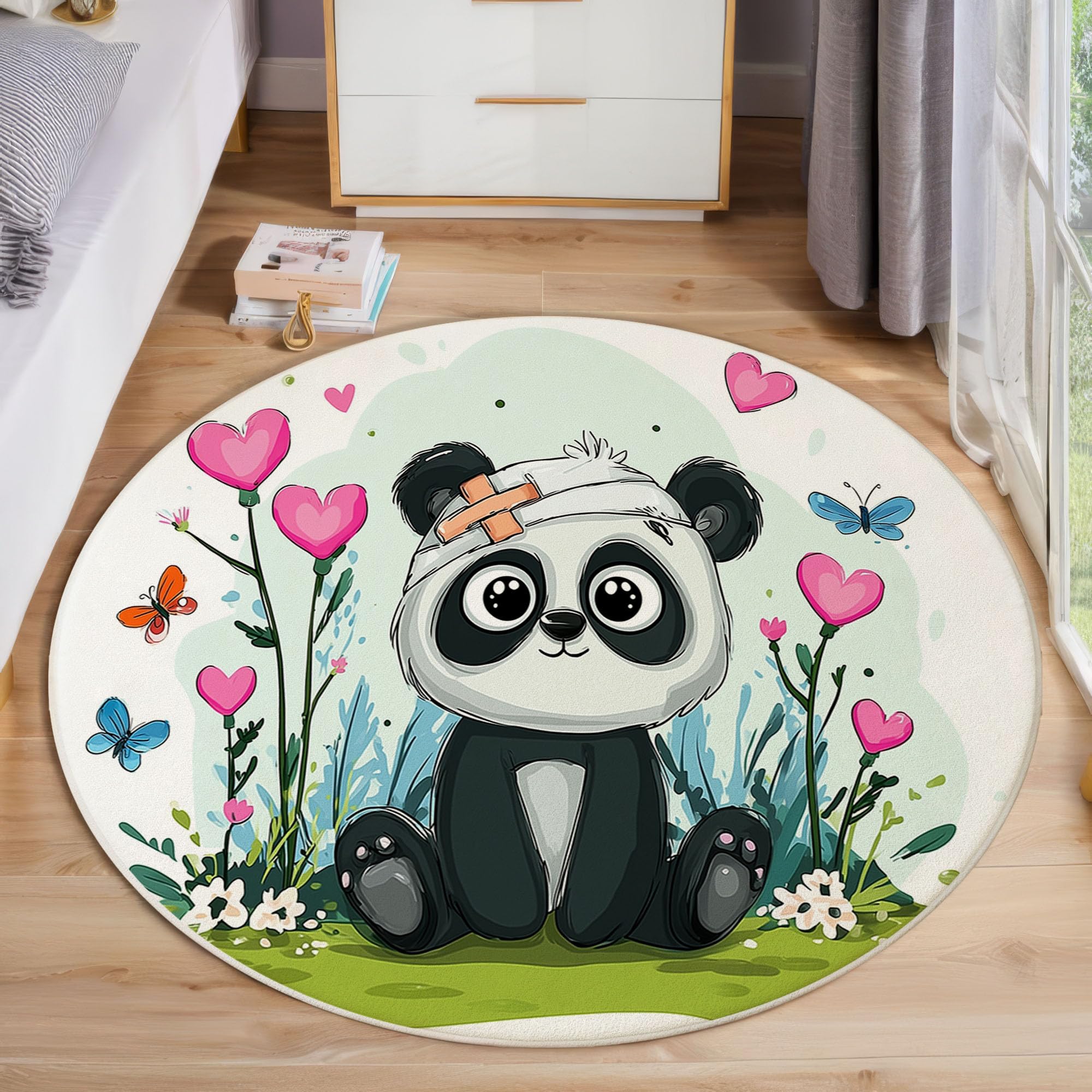 Tapis sarcelle 80 cm doux et confortable panda de dessin animé