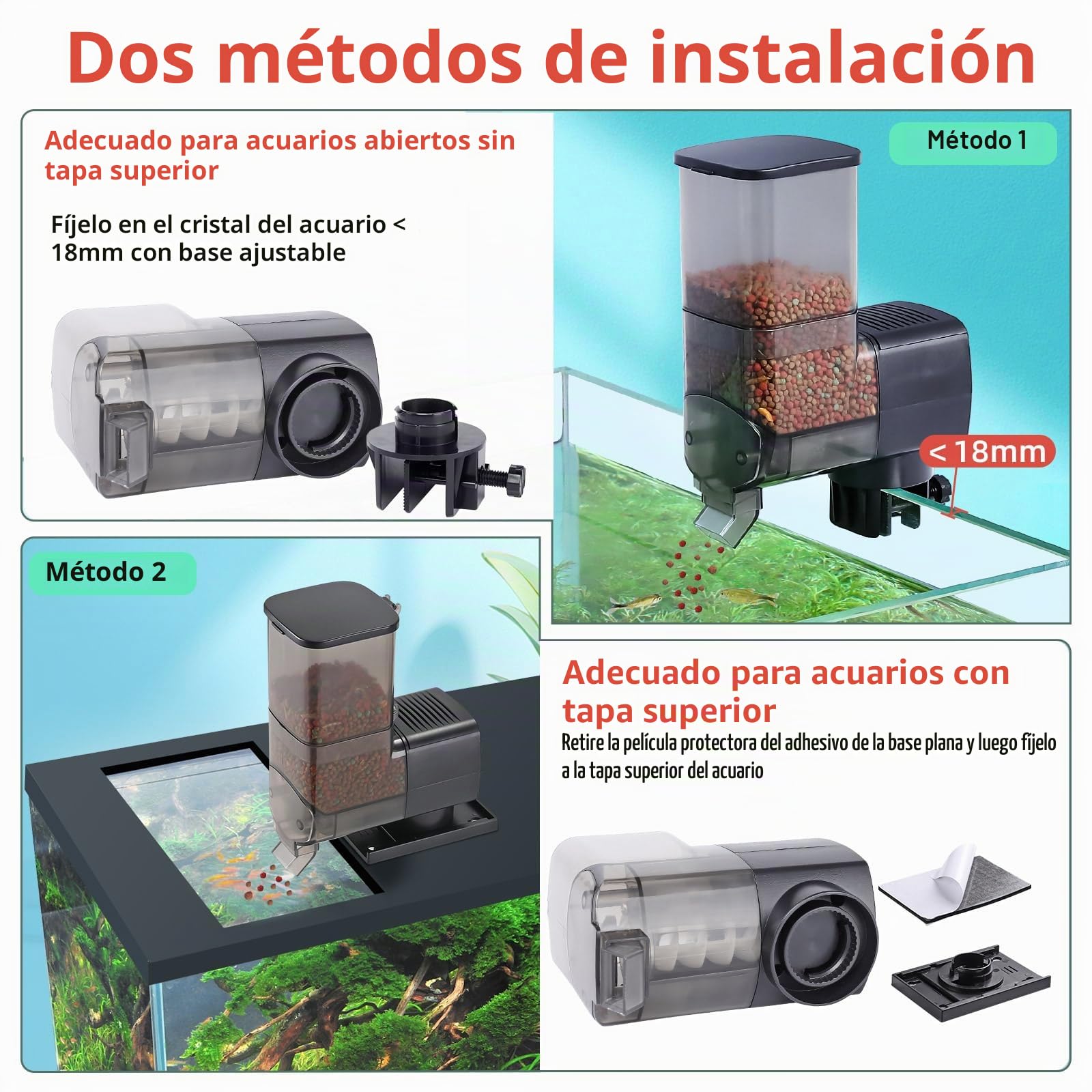Hygger Alimentador Automatico Acuario, 350ml Auto Feeder Fish con LCD Display Controller for Weekend Holiday(Battery Not Included)