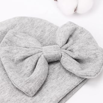 BQUBO Newborn Baby Girls Hats Mittens Set Hospital Hat Beanie Infant Bow Hats Baby Cotton Gloves for 0-6 Months