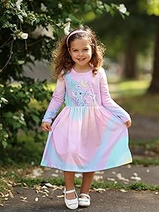 Disney Frozen Elsa Stitch Princess Minnie Mouse Toddler Girl Dresses 2 Pack Ruffle Long Sleeve Dress Set (3 Months - 6 Years)