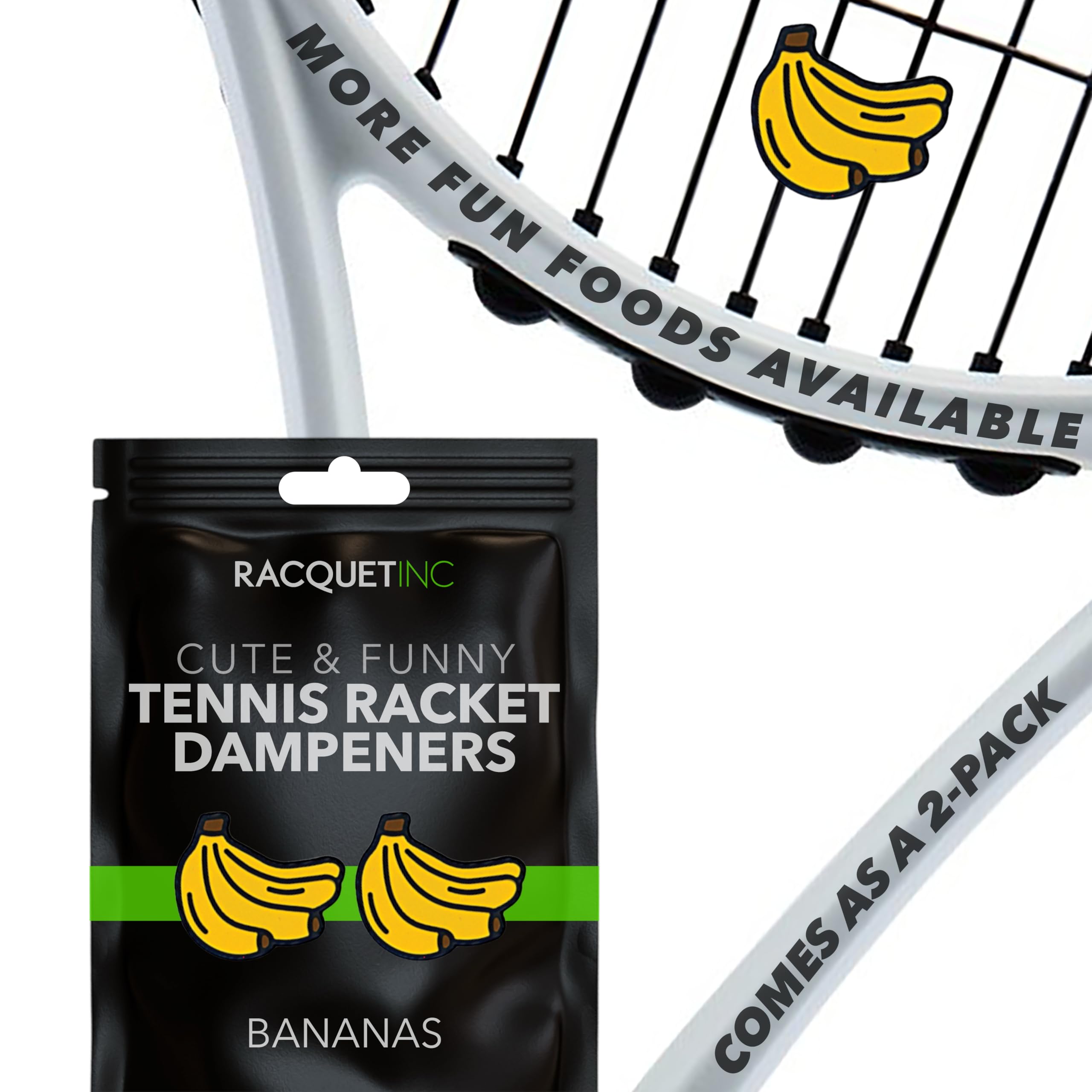 Tennis Racket Vibration Dampeners - Shock Absorbing, Reduces String Vibration for Better Control & Comfort - Universal Fit for All Racquets - 2 Pack