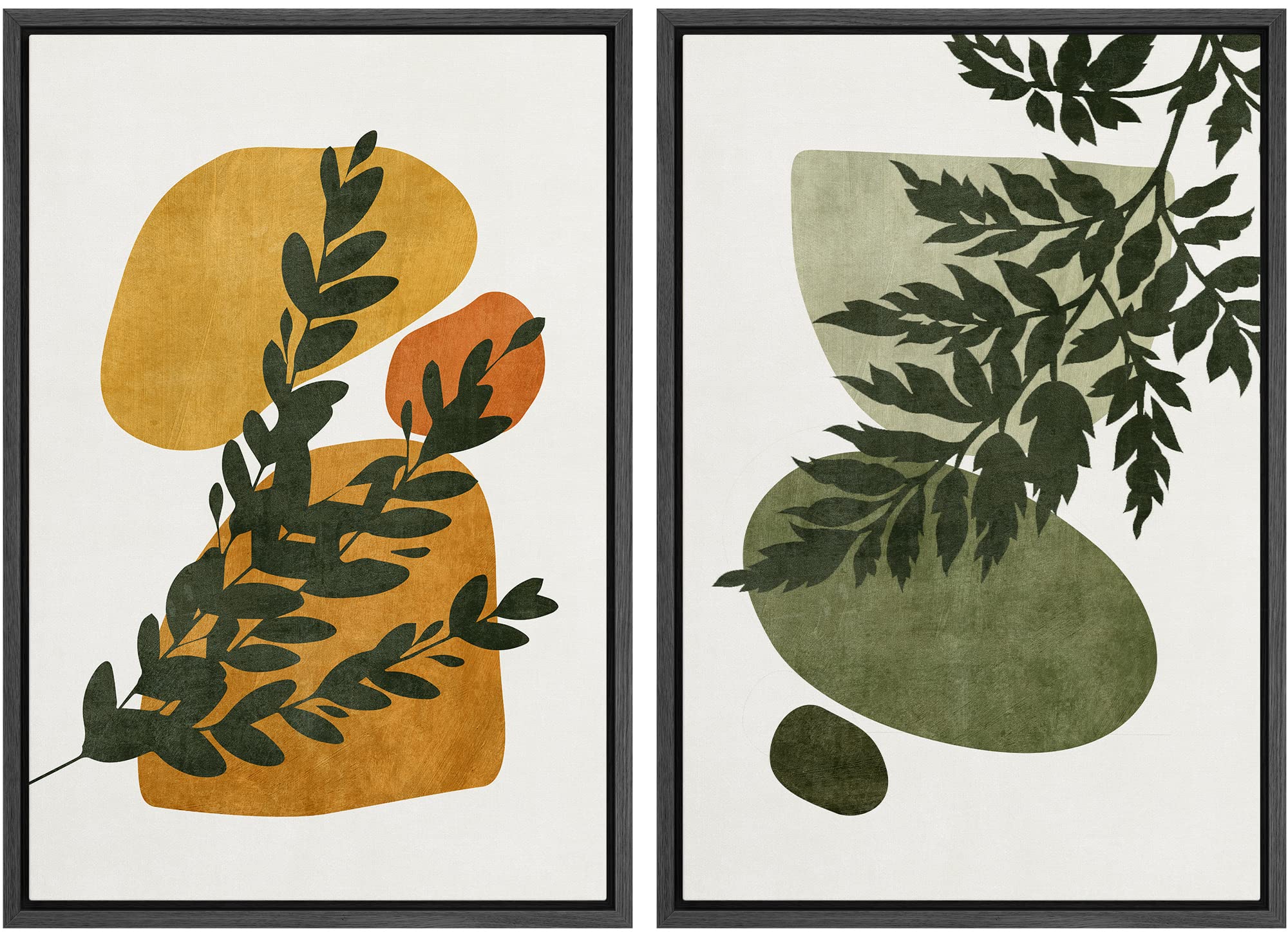 SIGNFORD Framed Canvas Print Wall Art Set Soft Hydrangea Pair Light Blue Florals with Green Leaves Illustration Modern Art Decorative Nordic Nature for Living Room, Bedroom, Office - 24"x36"x2 White — view 91