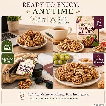 Sugar-Free Fig Stuffed Walnuts, Whole Fruit & Nut Snack, 8.8 oz (1)