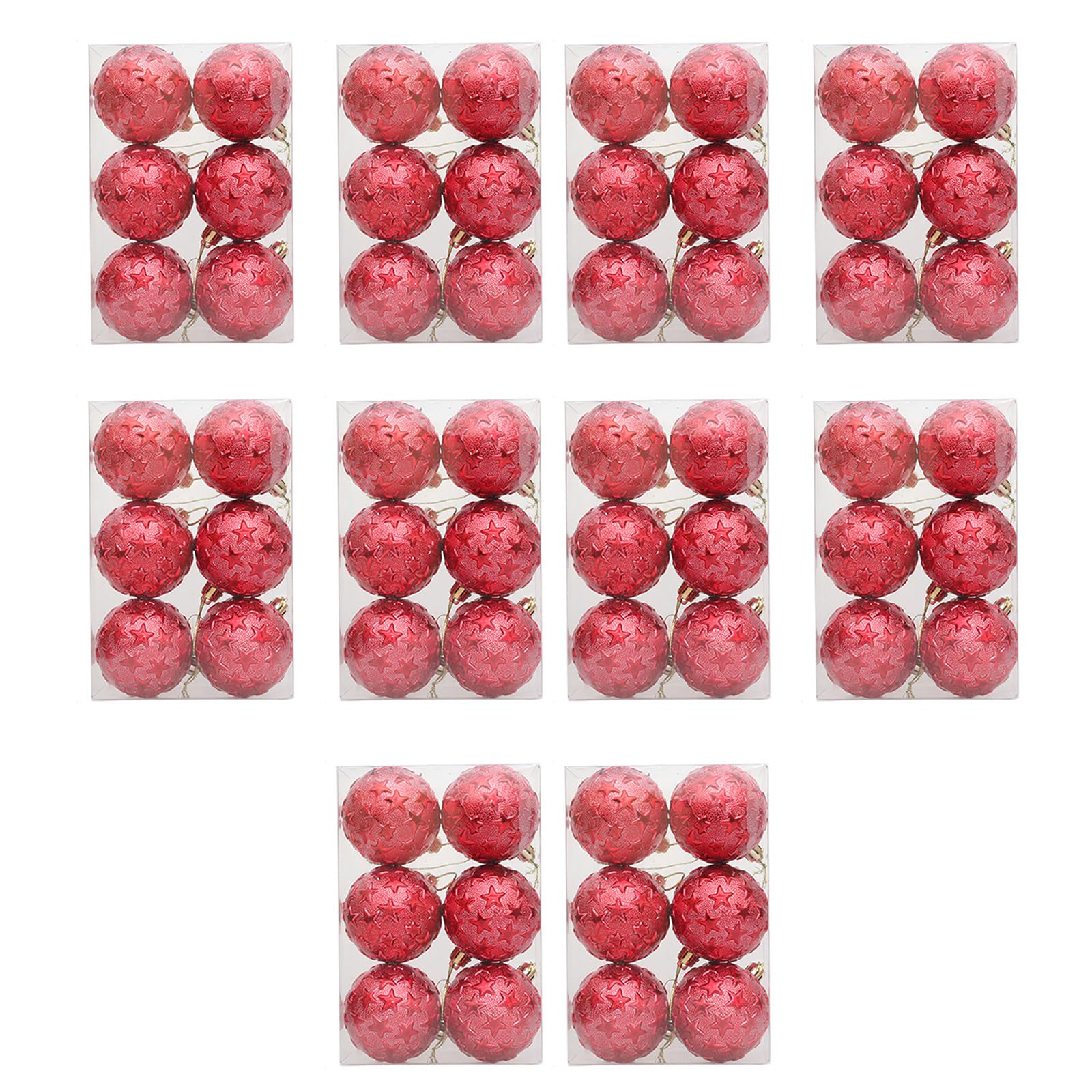 Pangboer Red 10 Boxes Shimmering Christmas Tree Baubles Plastics Electroplated Ornaments For Festives Stylish Holidays Decorations Festives Hanging Charm