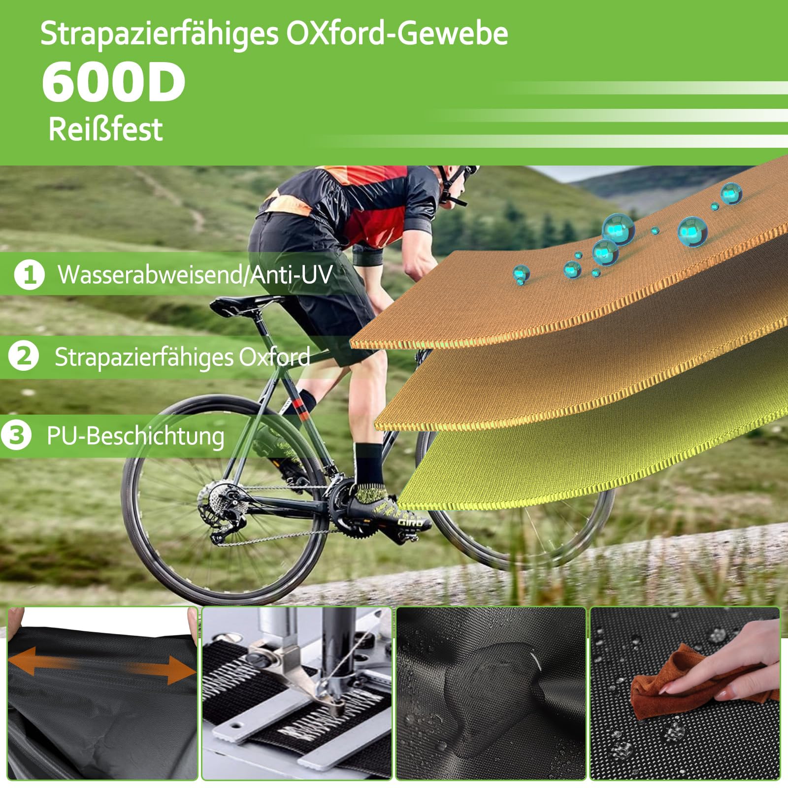 Wasserdichte Draußen-Fahrradaufbewahrung,Fahrradabdeckung für Transport von 1-2 Fahrrädern,Reißfeste Fahrradhülle für Heckträger,heavy duty PU Beschichtung Fahrrad und E-Bike Transportschutz