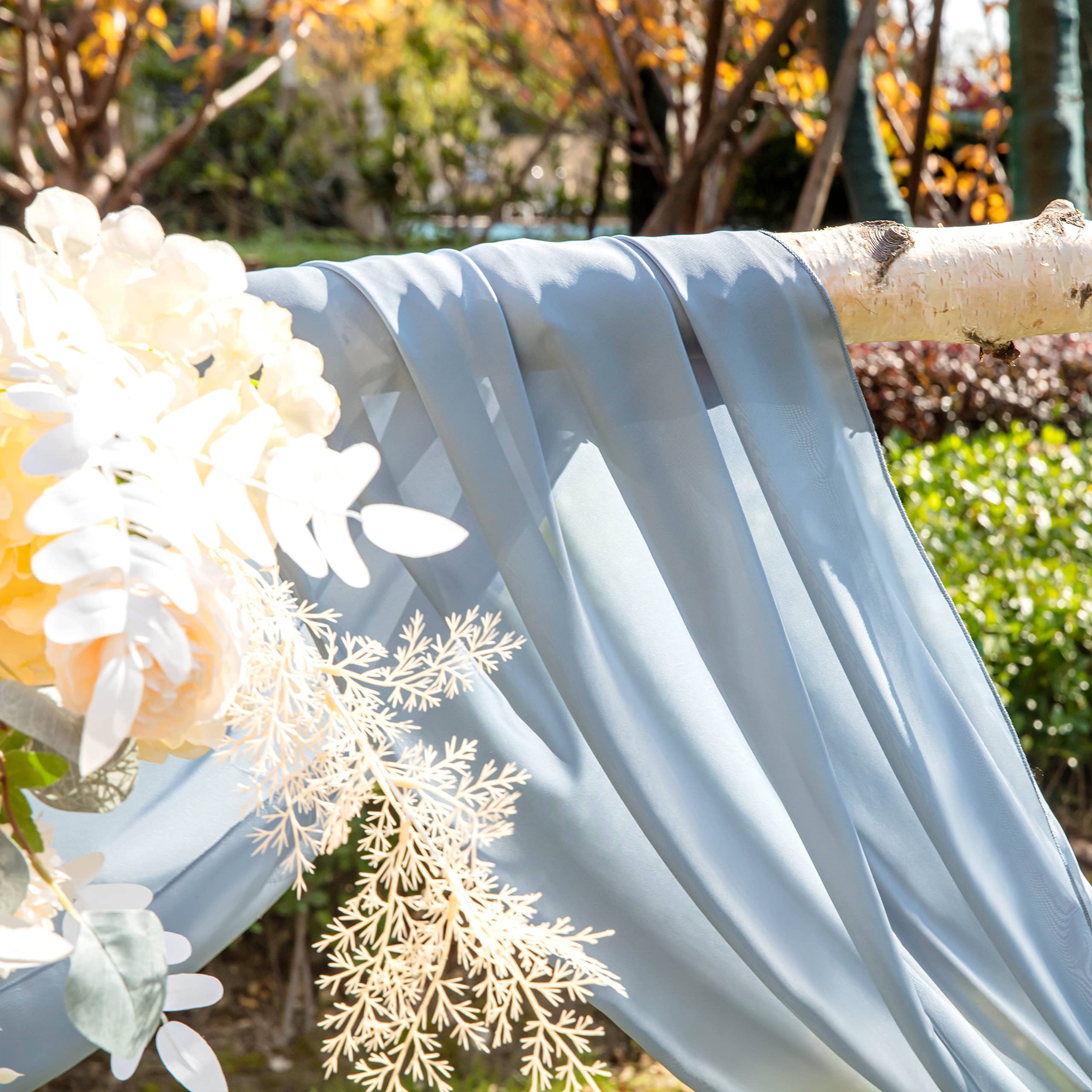 EBETA Cenefa de Boda Cortinas con cenefas, decoración a Mano alzada para Arco de Boda y Cortinas de Cama con Dosel de Arco de Ventanas Hechas de Tela de Gasa (Azul Ahumado, 70 x 600 cm)