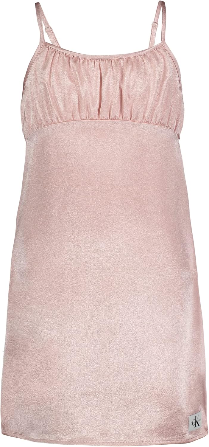 Calvin Klein Girls' Sleeveless Slip Dress with Elastic Back and Monogram Patch