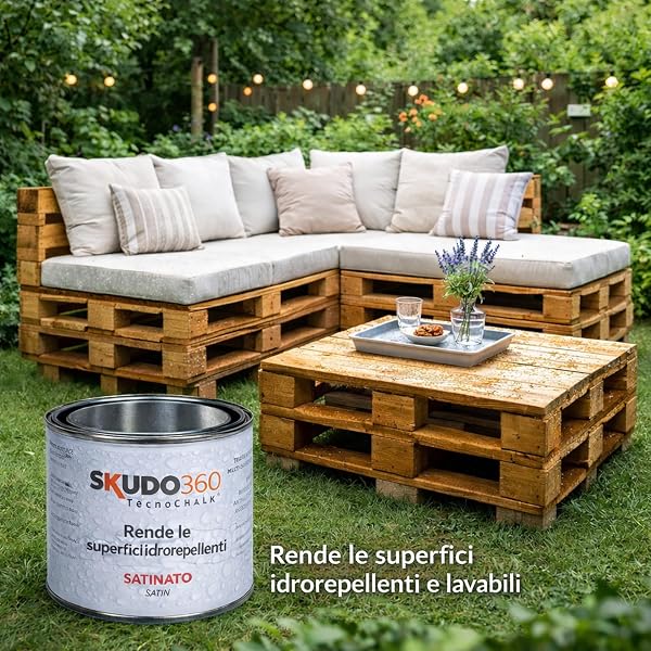 SKUDO360® – Vernice Protettiva Trasparente SATINATA Effetto Cera per Chalk Paint, Legno, Muro, Cemento, Pietra e Terracotta – Finitura Lavabile Extra Resistente Base Acqua Interno/Esterno (500 ml) - 5