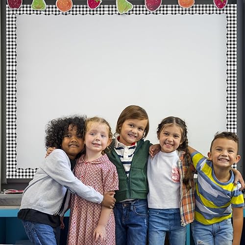 Miniatura 6 de Whaline 24 calcomanías magnéticas para tablero de anuncios de Navidad, color rojo y negro, a cuadros, para aula, Navidad, escuela, oficina, fiesta,