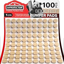 Cabinet Door Bumpers X-Protector 100 PCS – Small Furniture Pads 1cm – Ideal Beige Felt Bumpers – Self-Adhesive Thick Felt Dots – Bumper Pads to Protect Glass & Other Surfaces!