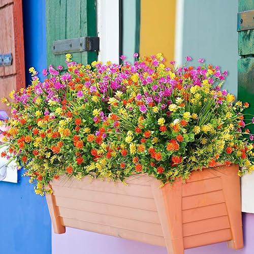 Miniatura 5 de Tigeen 36 paquetes de flores artificiales para exteriores, resistentes a los rayos UV, no se decoloran, flores de plástico falsas, arbustos