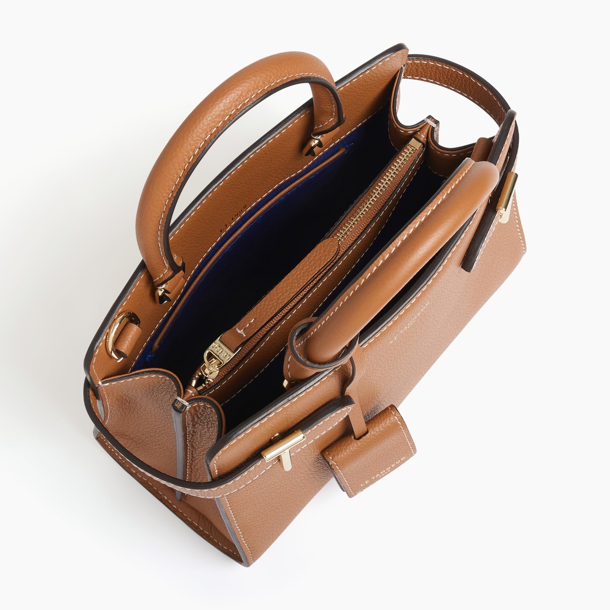 Le Tanneur, petit sac à main, sac bandoulière, en cuir grainé, emilie, femme, 2 poches plates, poche zippée, bandoulière ajustable et amovible, poignée, charm décoratif, porté épaule, croisé, main
