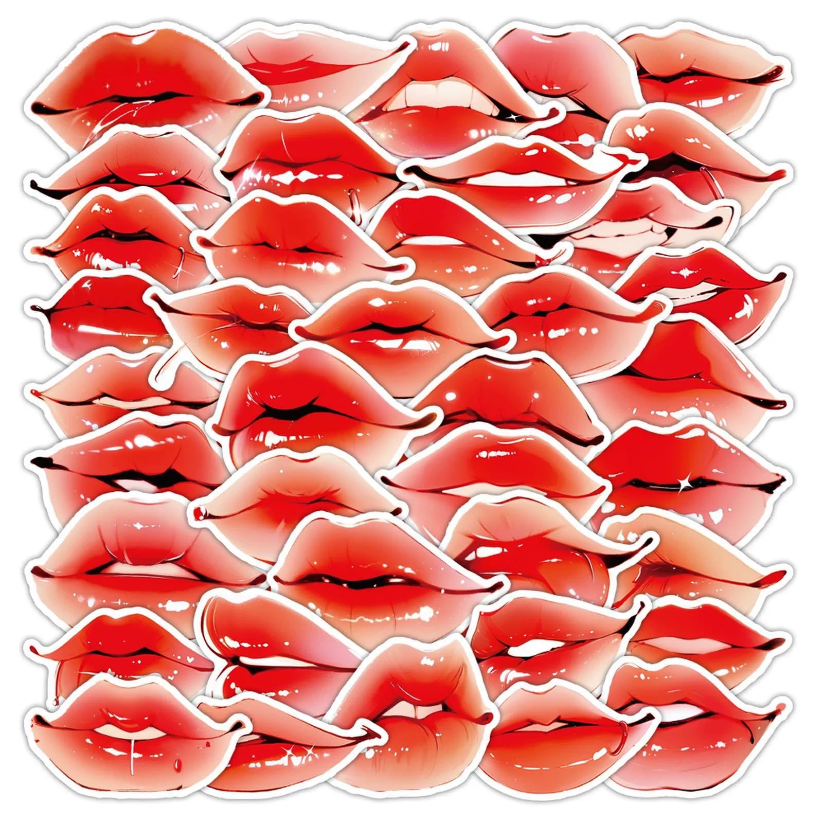 Lip Stickers for Laptop(50 PCS),Gift for Children Teens Adults Girl Boys,Lip Waterproof Stickers for Skateboard,Scrapbook,Bike,Phone,Computer,Luggage Water Bottle Guitar - Image 4