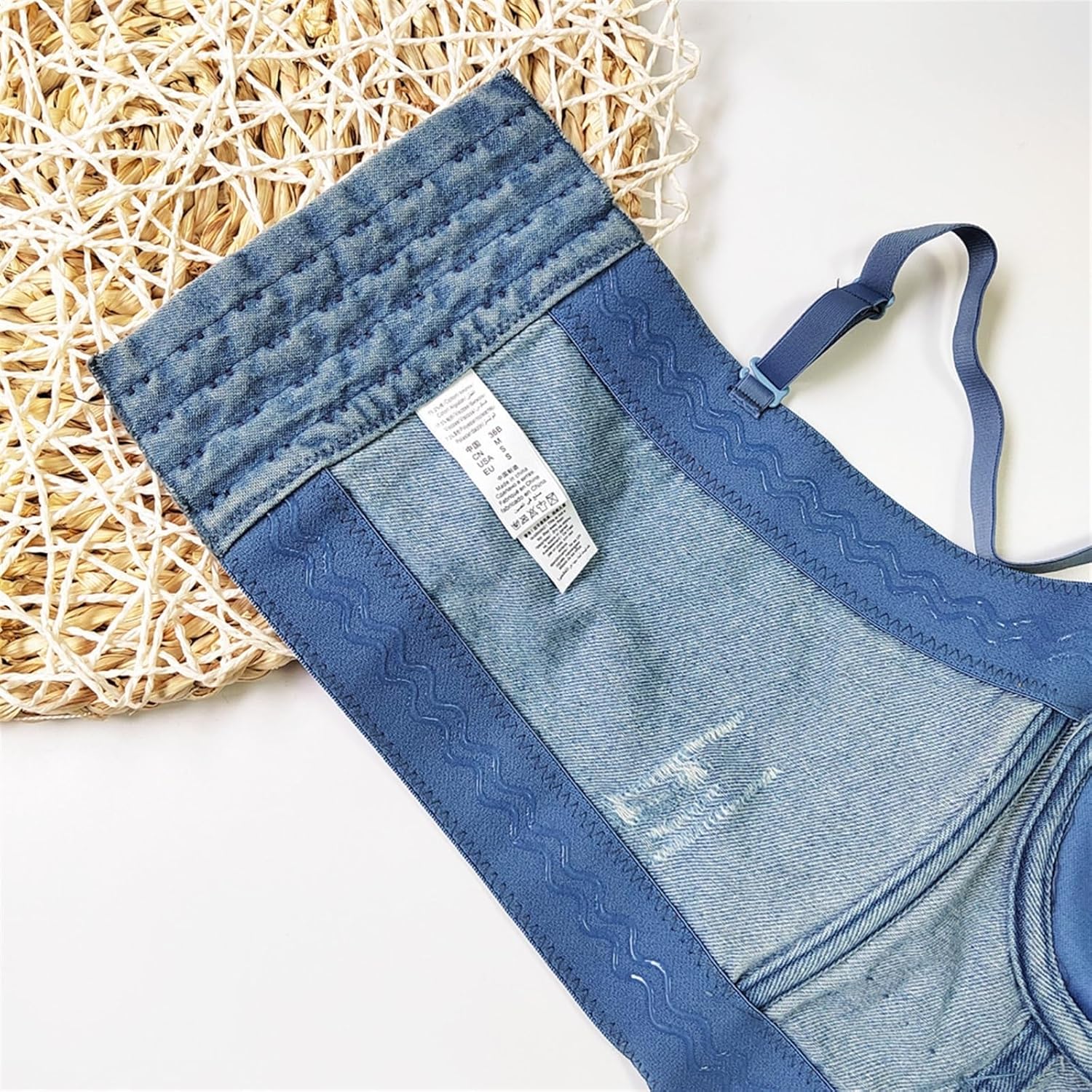 Fashion Metallic Spike Punk Goth Bra Womens Sexy Vintage Denim Corset Bustier Sparkly Sequins Top