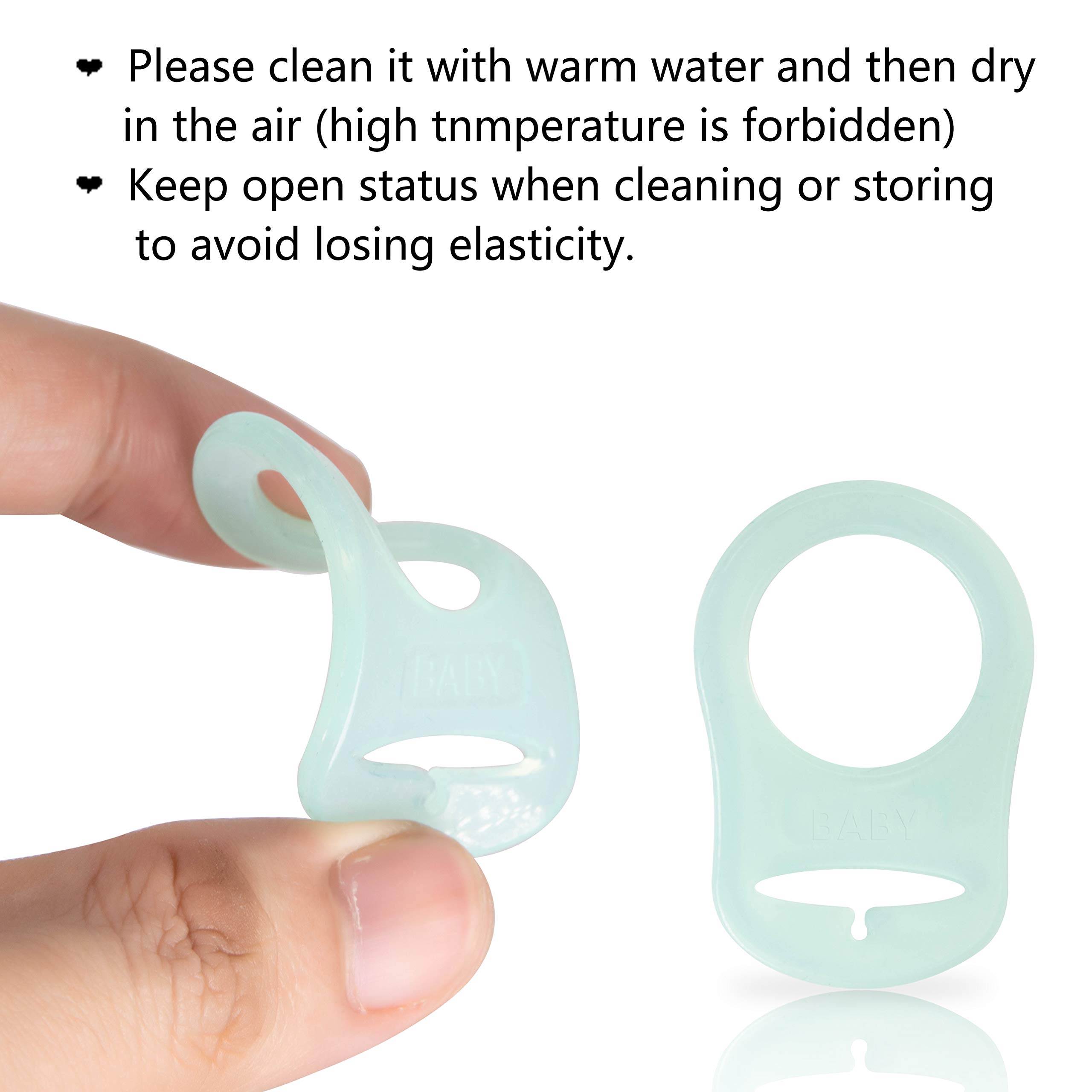 DLPRK Anelli Di Silicone Per Portaciuccio | 4 Pezzi | Adattatore Clip Per Ciucci | Trasparente - Foto 8