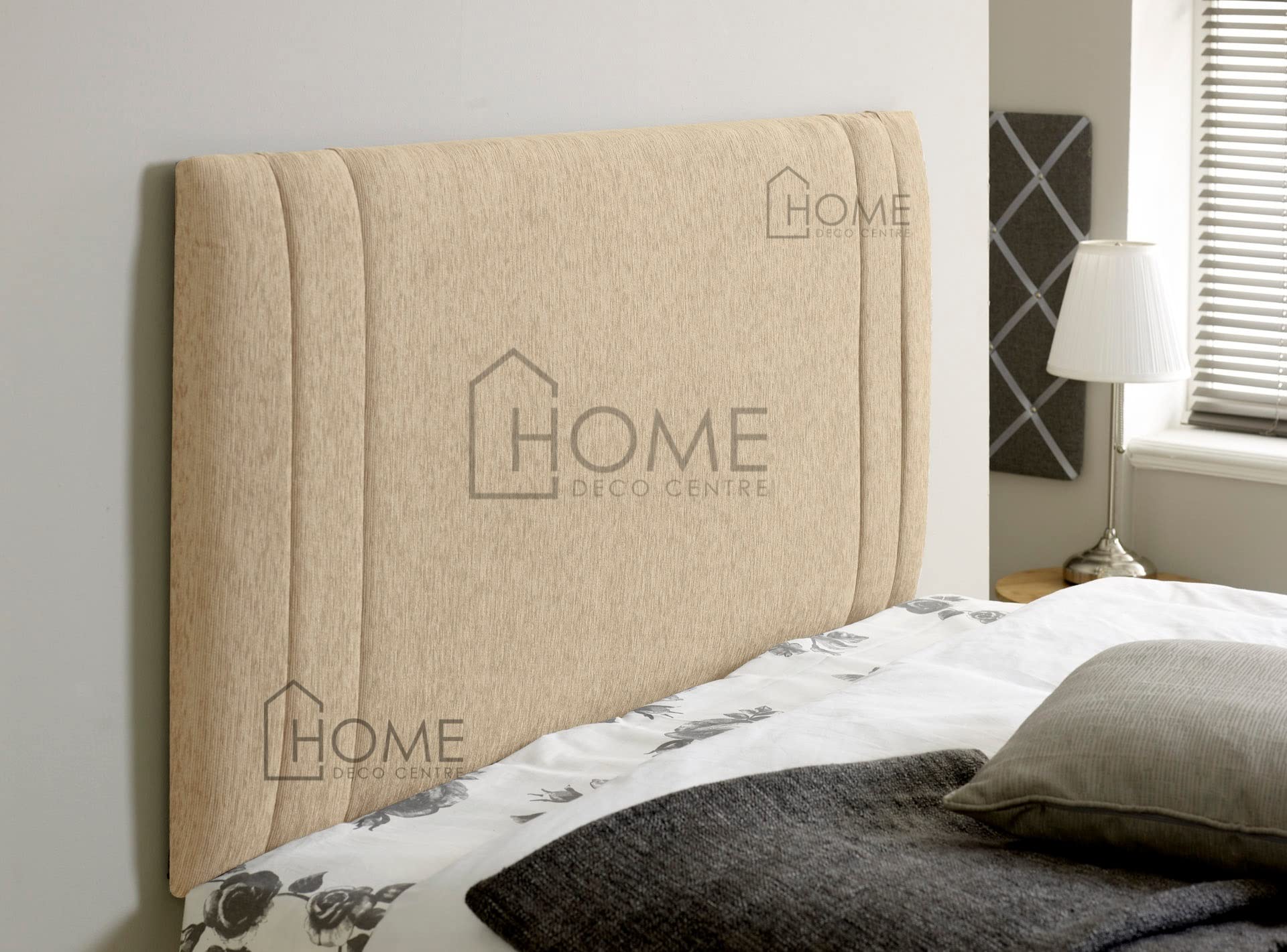 CROWNBEDSUK Denver Chenille Headboard 26 Inches high For a Divan Bed|Chenille|Material|Padded| (Stone, 6FT(SUPER KING))