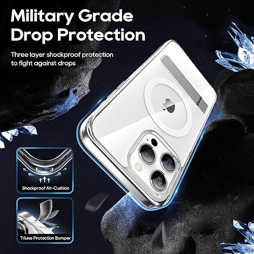 Miniatura 6 de Niunisi Funda magnética para iPhone 15 Pro Max con soporte, soporte delgado con protector de pantalla compatible con Magsafe a prueba de golpes,