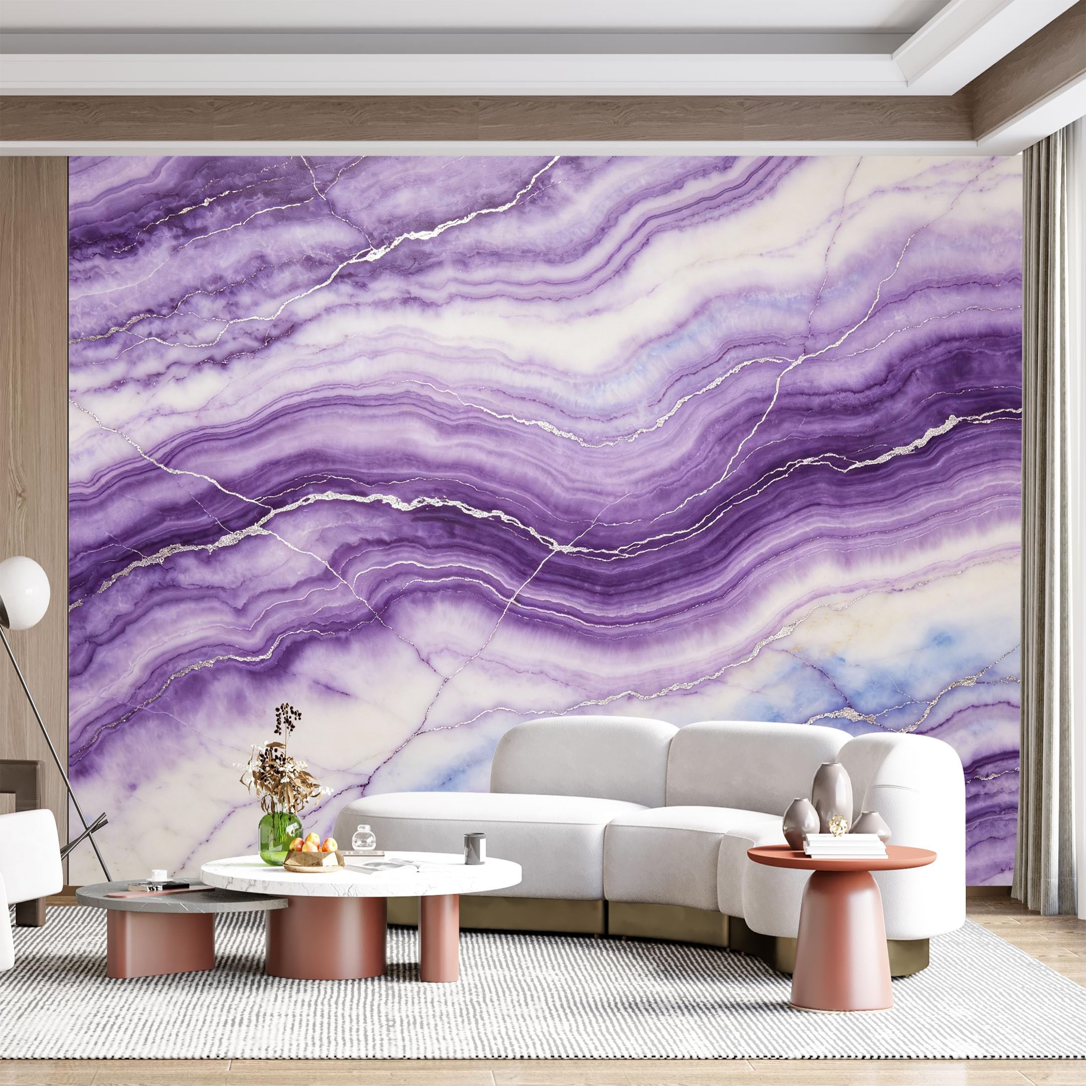 Custom Size Wall Mural Amethyst Agate Stone Luxury Marble Metallic Veins Abstract Texture Modern Contemporary Geometric SelfAdhesive Wall Fabric Removable for Home Office Decor