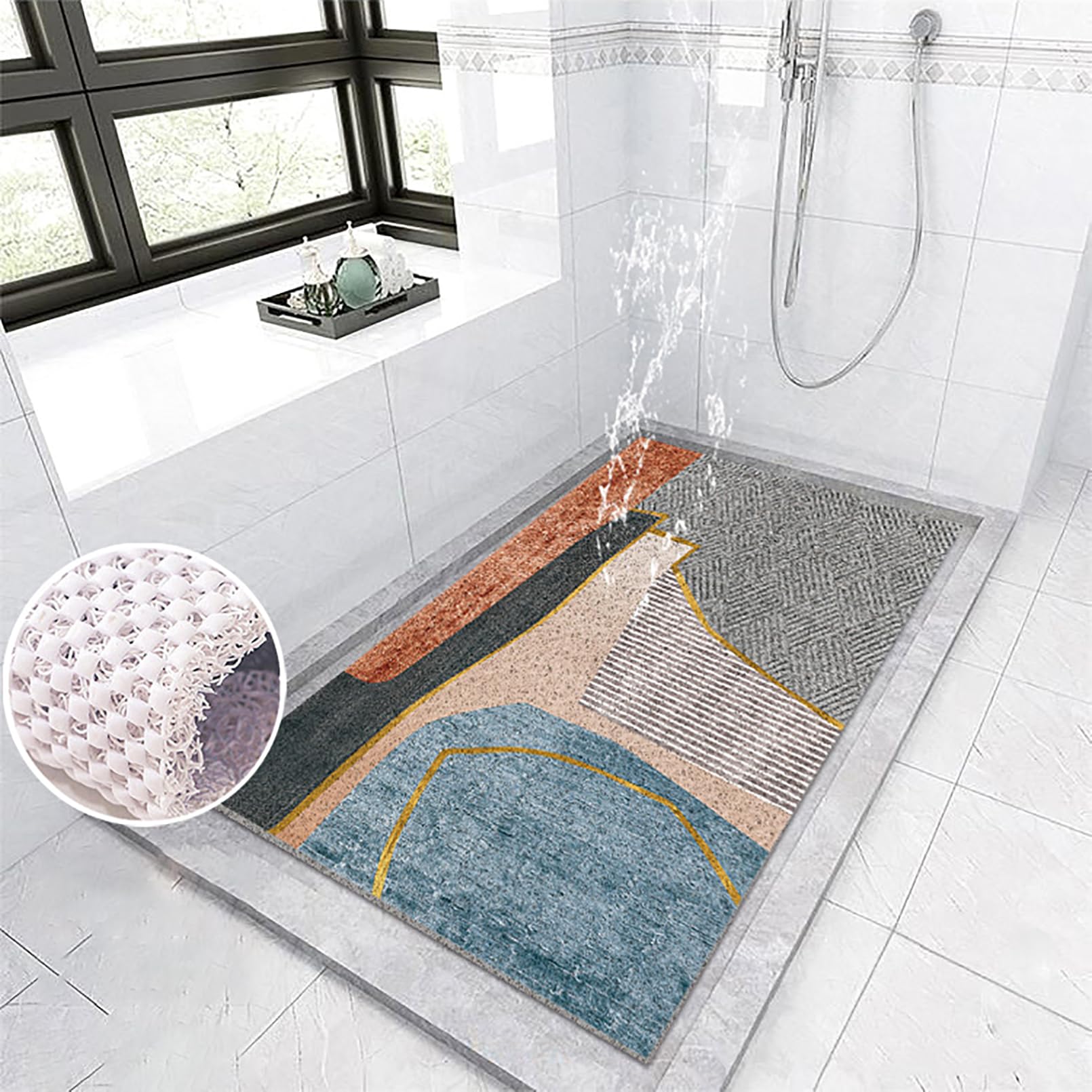 Tappetino da doccia in PVC colorato antiscivolo con ganci ad alta permeabilità all'acqua 40x60cm sicuro e antiscivolo tappetino da doccia per aree umide