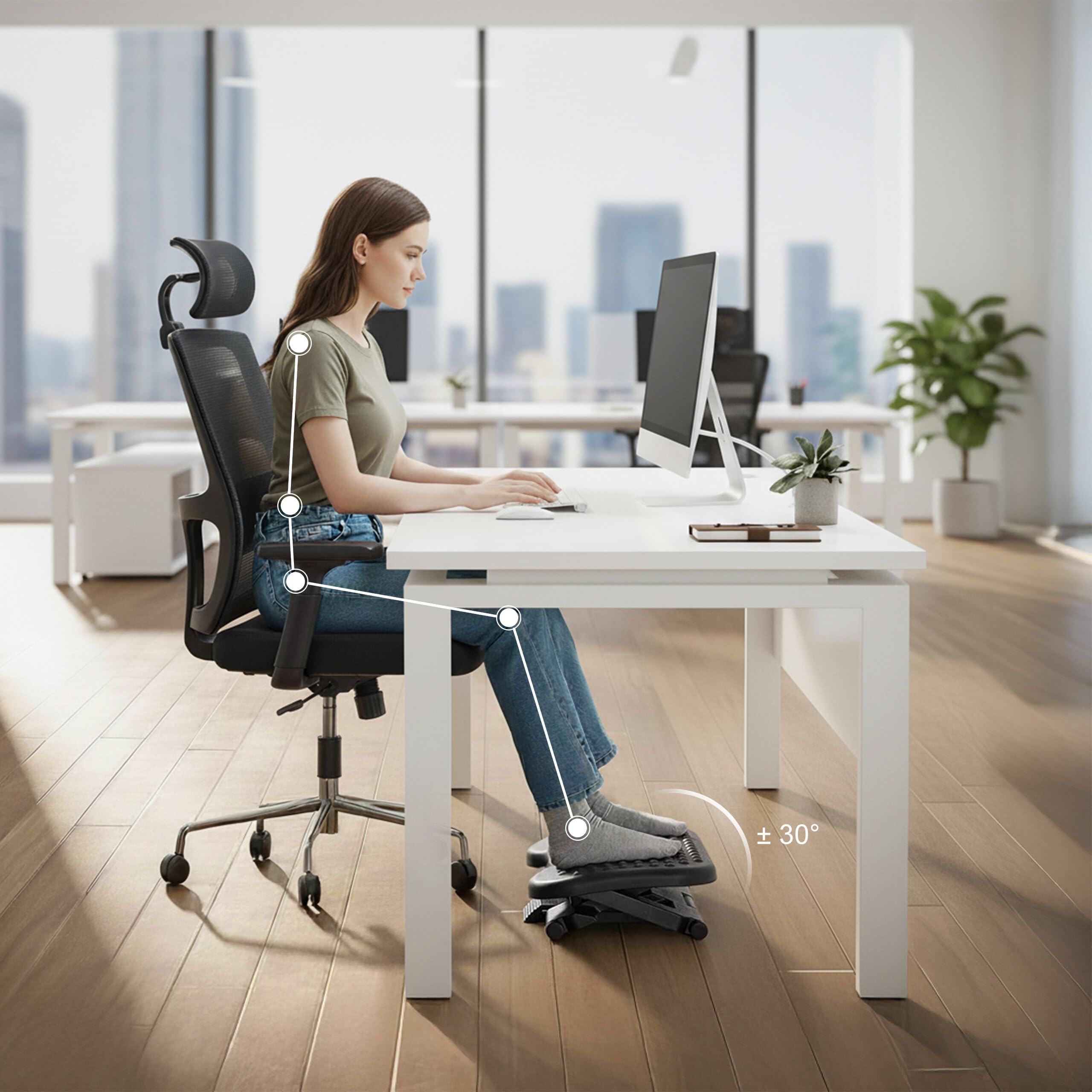 Relaxdays Podnóżek biurkowy, 3-stopniowa regulacja wysokości, pochylenie, funkcja masażu, ergonomiczny podnóżek, czarny