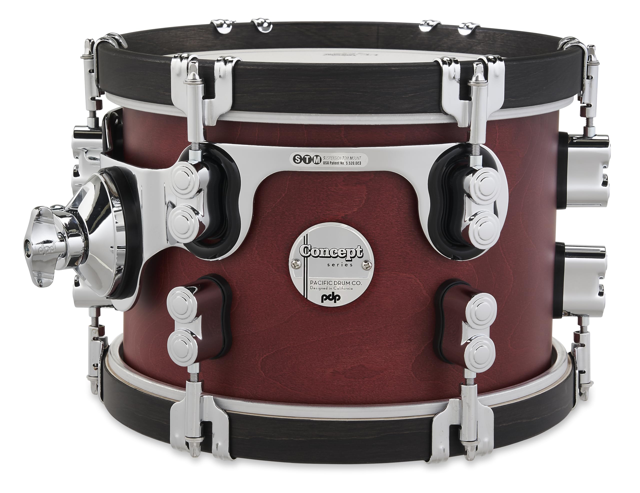 Pacific Drums Concept Classic - Tom 10" x 7", finition Ox Blood, cercles en finition ébène