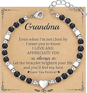 Christmas Gifts for Women, Stocking Stuffers for Teens Beaded Bracelets for Women Gifts for Mom Christmas Gift Mothers Day Gift for Grandma Daughter Bonus Mom Nature Stone Bead Bracelet Graduation Jewelry for Her 2026