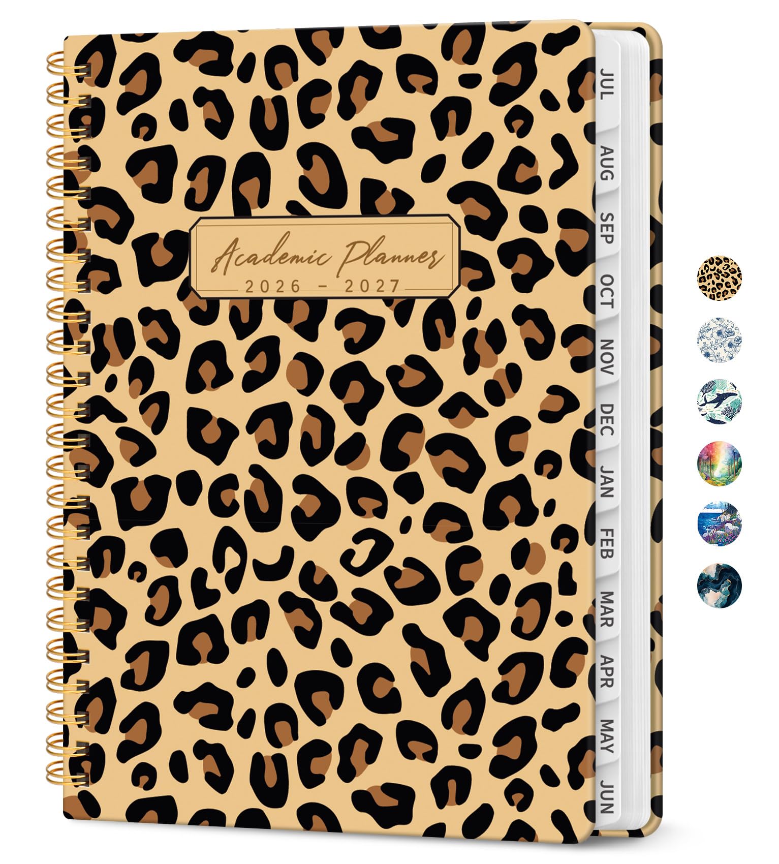 Taja Academic Planner 2026–2027, Weekly & Monthly Organizer, 8.5" x 11" Leopard Hardcover | Student School Year Essential - main product image