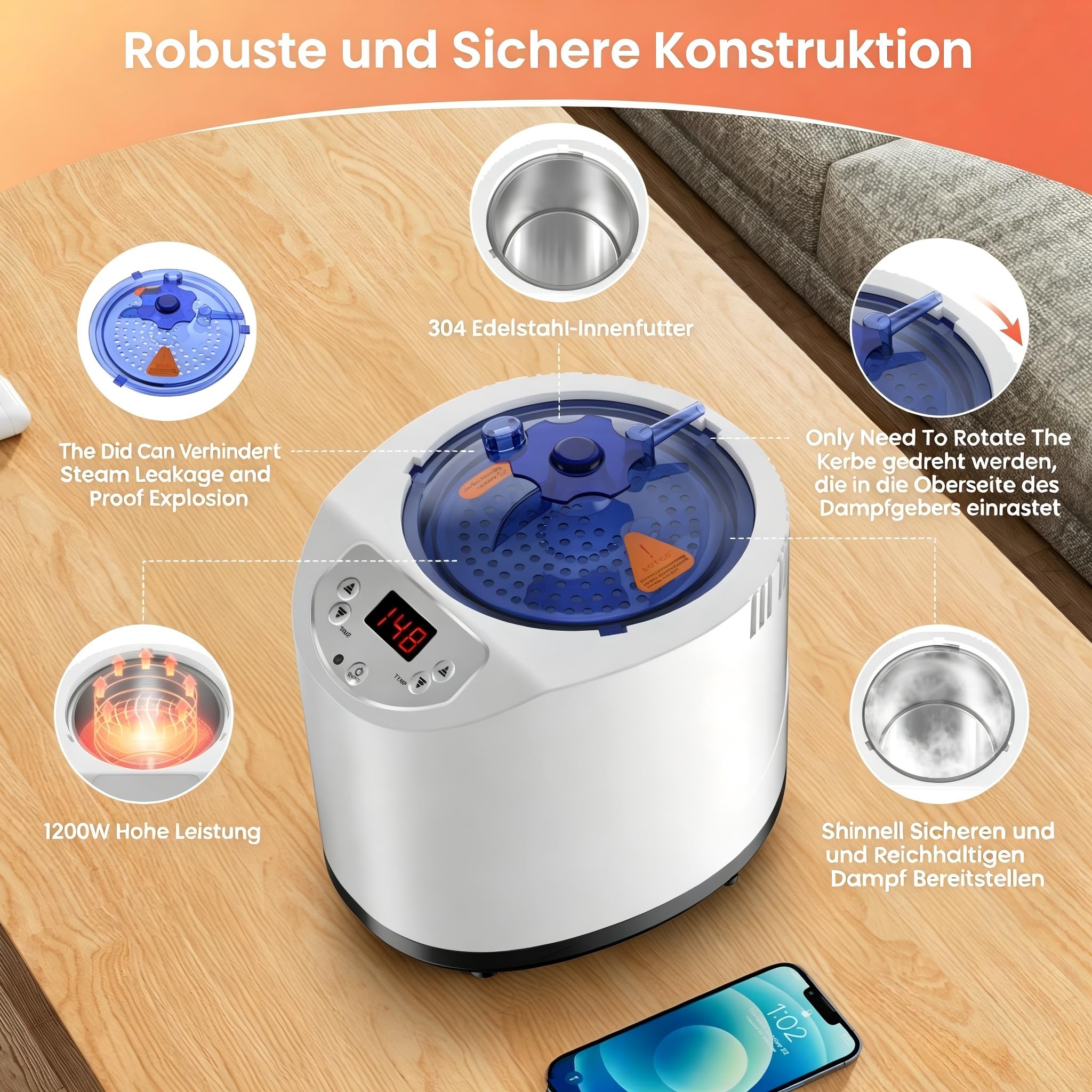 I-THERA-U Sauna a vapore per la casa, 3 l, portatile, per la casa, 1200 W, bagno di vapore, mini sauna mobile con telecomando, timer, 15 livelli di riscaldamento, tazza di vapore, accessori per la