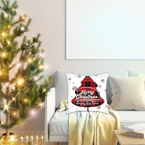 Miniatura 3 de Scceatti Fundas de almohada de Navidad con cremallera cuadrada de 18 x 18 pulgadas, funda de almohada de algodón estilo campestre estilo estético