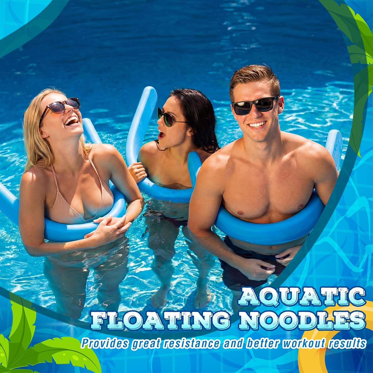 Silipull 4 Pcs Large Pool Noodles 43" Swimming Floating Foam Water Board EVA Buoyancy Sticks Extra Long Unsinkable Pool Exercise Accessories for Lake River Water Sports