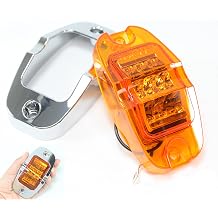 Blingbling Pair of 2 LED Mid-Turn Lights Extra Bright Side Marker Amber with Chrome Bezel Truck Trailer RV 9-Diode 35104AE