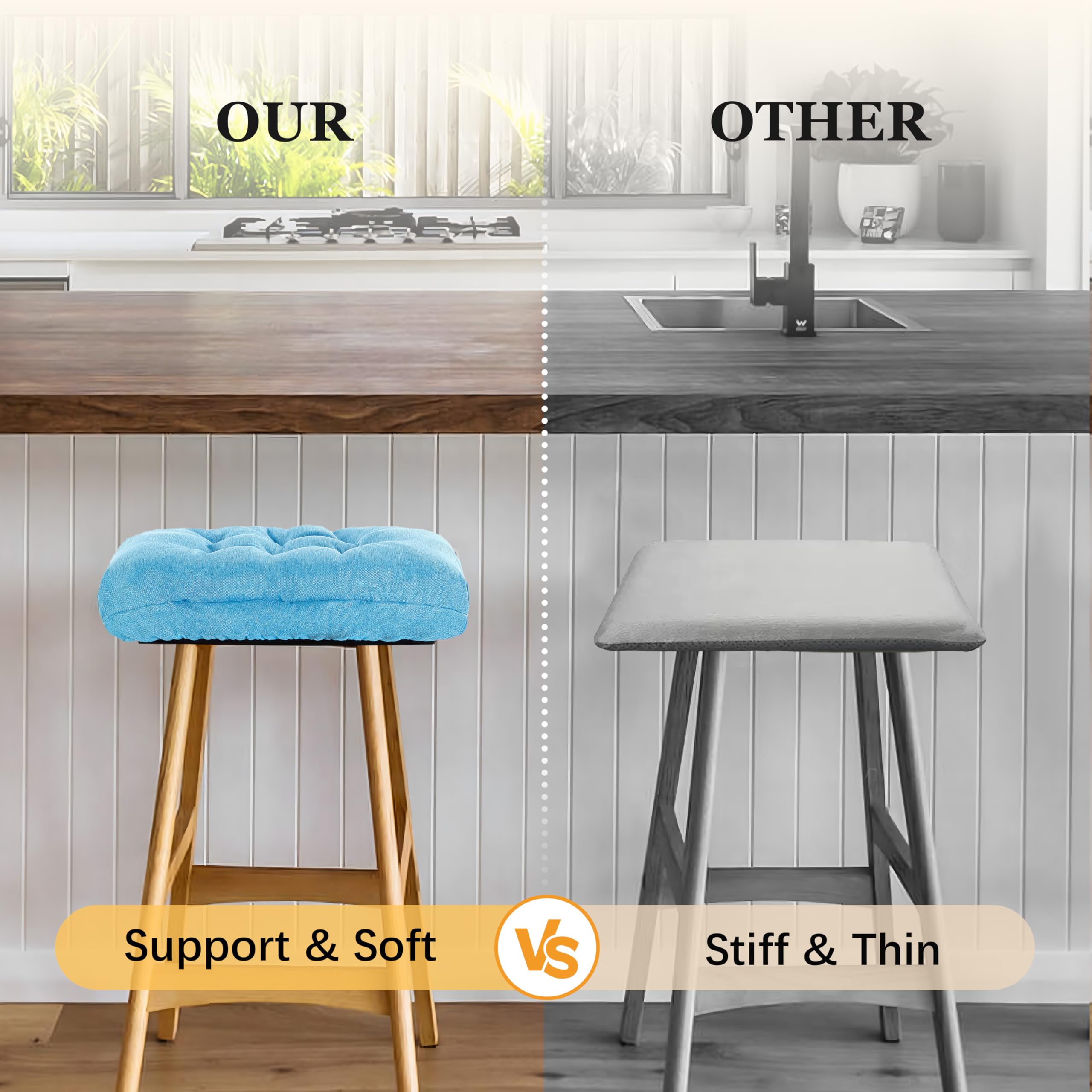 Amazon.com: LYLNBYWK Rectangular Stool Cushion Set of 2, Soft