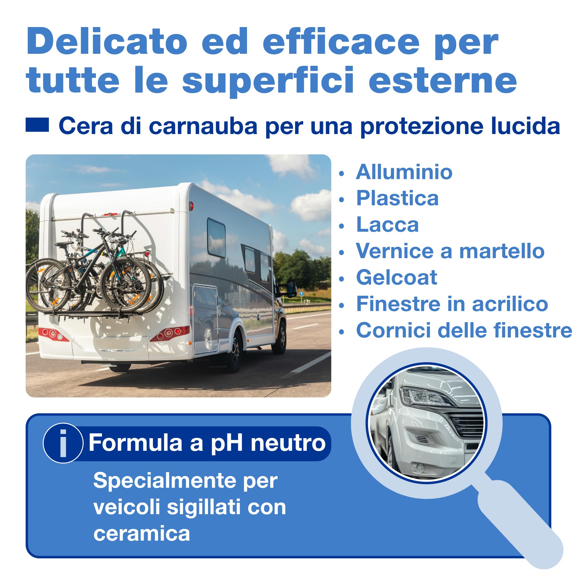 Bio-Chem - Shampoo e cera per veicoli 2L - Detergente rinnovatore per plastica per esterni di autovetture - Adatto per la pulizia della carrozzeria esterna di caravan e camper