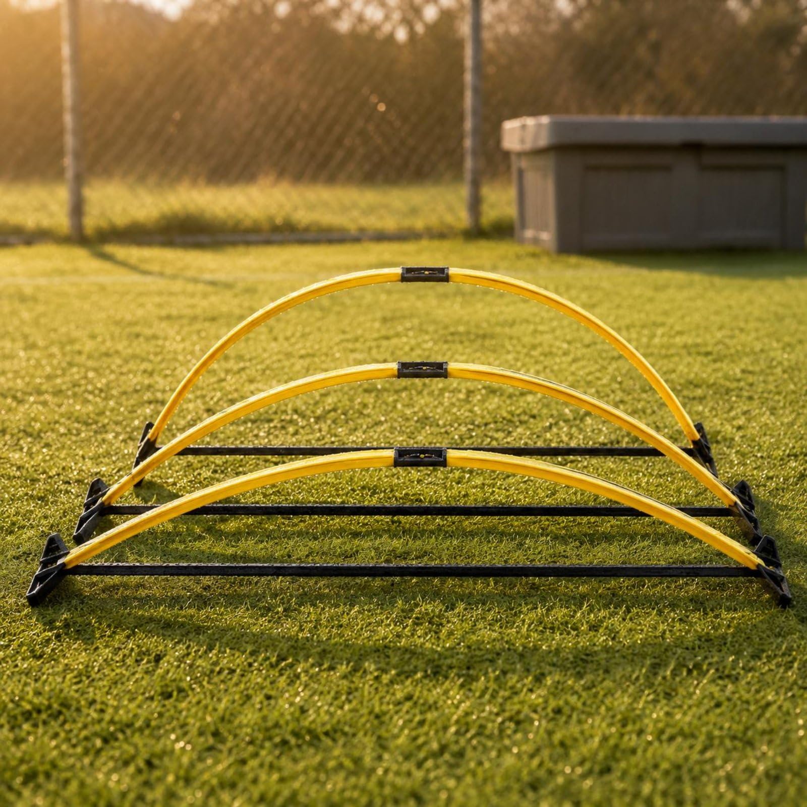 Ostacolo per Allenamento Atletico con, Kit Ostacoli Base 2 Sezioni/3 Pezzi, Altezza Regolabile 0-35 Cm, 94x22x1.5 Cm