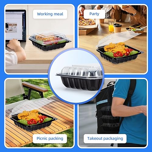 Miniatura 72 de YANGRUI Recipientes de plástico de 6 pulgadas, 17 onzas, paquete de 55 unidades – tapa reutilizable Crystal View anti niebla sin BPA PP Clamshell