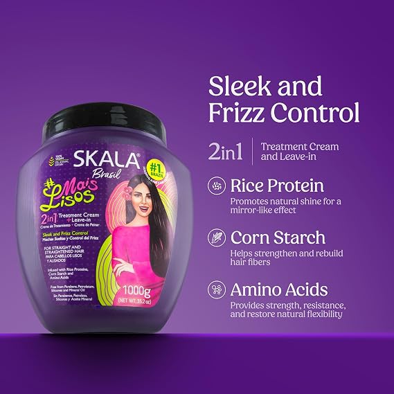 SKALA Mais Lisos Hair Type 1A - Hydrate Waves, Anti-Frizz 2 IN 1 Conditioning Treatment and Combing Cream