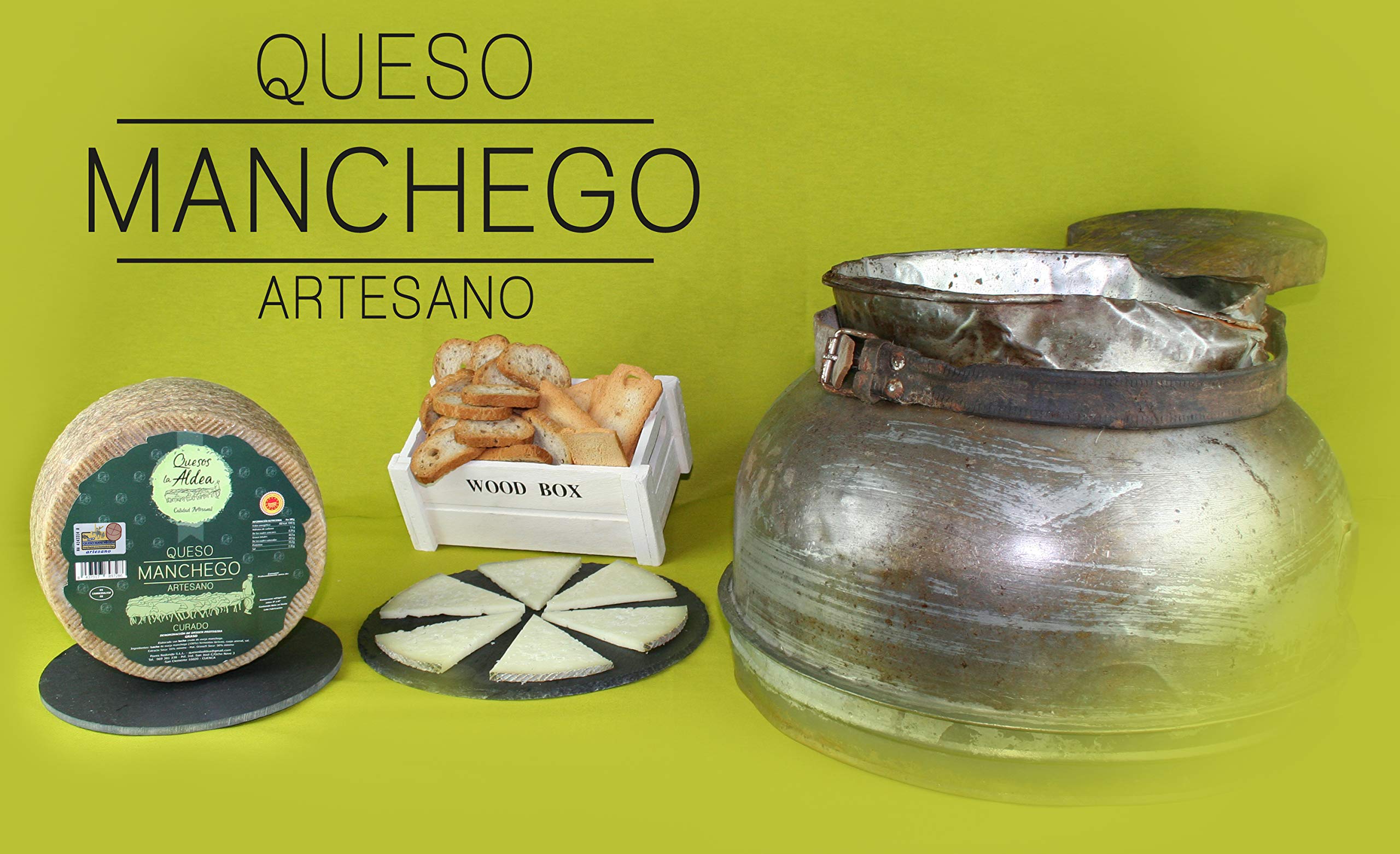 QUESOS LA ALDEA | Queso Manchego Artesano Curado de Oveja D.O. La Mancha | Pieza Pequeña 1 kg | Queso de Oveja Curado Gourmet | Ideal para Regalo, celebraciones, Cestas Gourmet y Packs Degustación