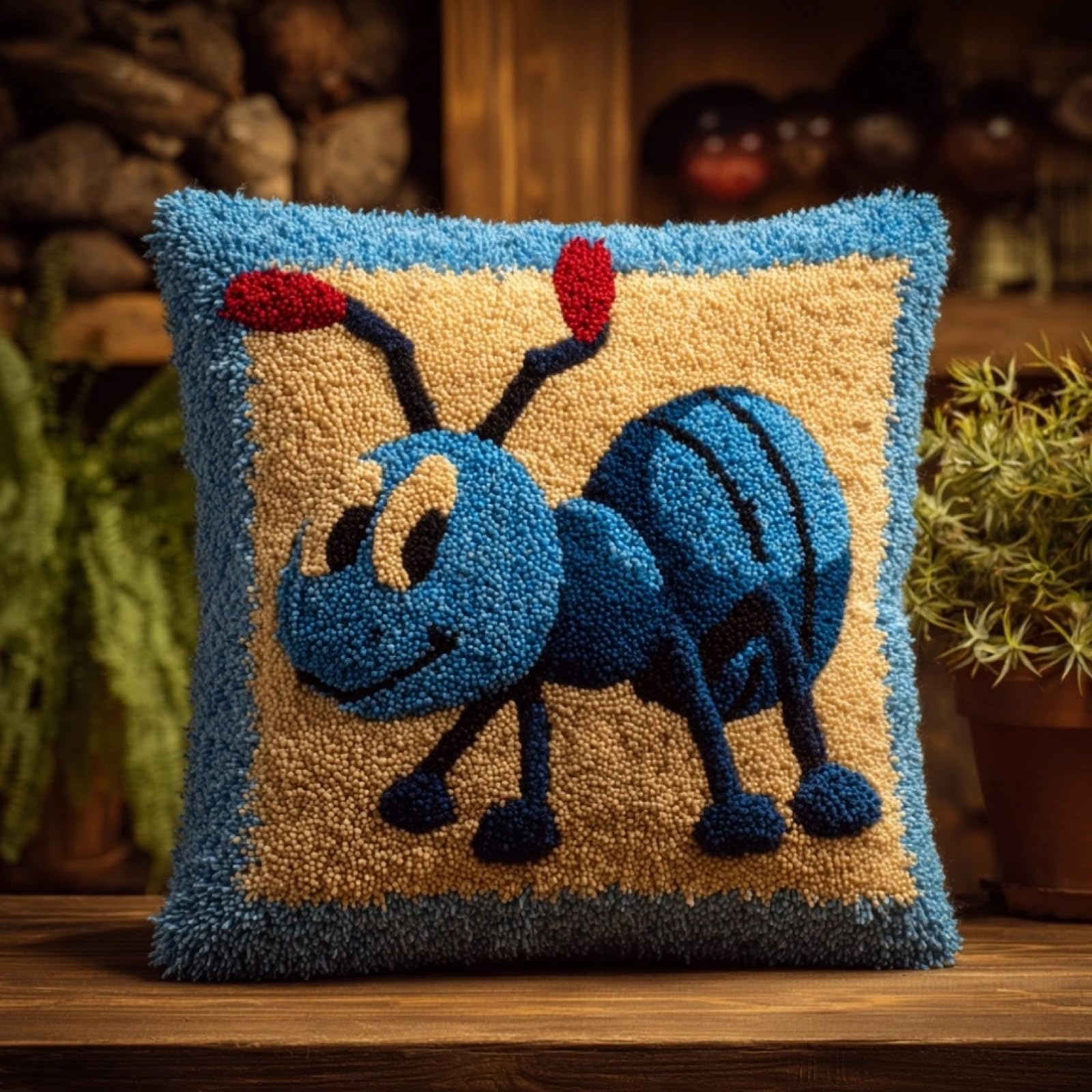 AxiangziK Creative Latch Hook Pillow Kit,Ant