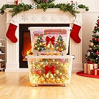 Vista 2 de Nazhura 72 Quart Plastic Storage Bin, Stackable and Nestable Storage Boxes with Clear Lids and Secure Latching Buckles, Large Storage Container